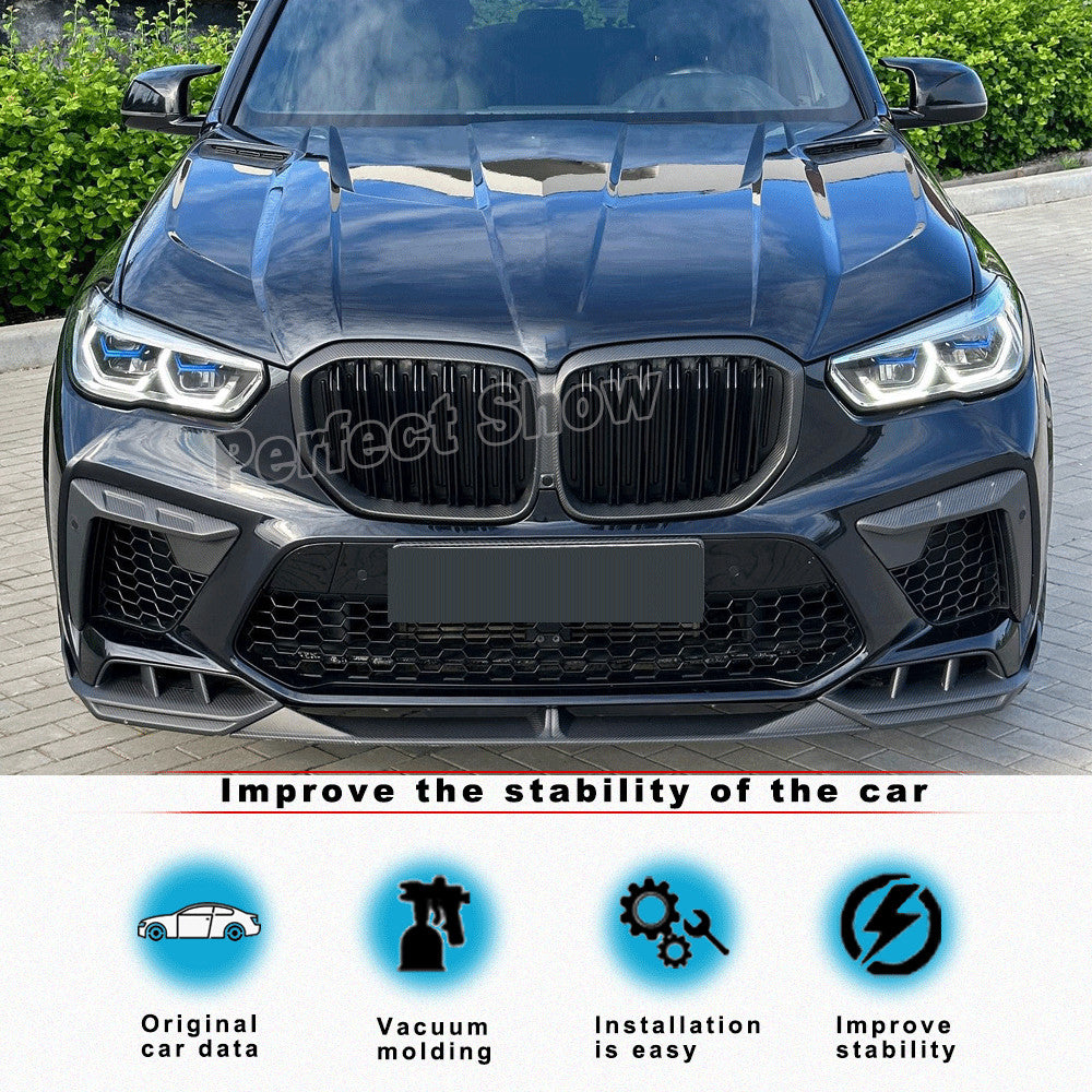 for BMW F95 X5M F96 X6M 2020UP DRY CARBON FIBER Front Bumper Fins Air Vent Cover
