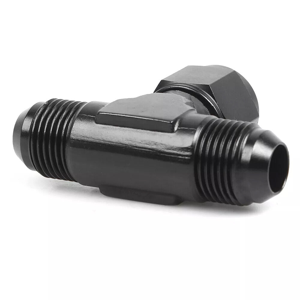 Black 3-Way Tee T-Piece Fitting Adapter AN6 6AN Male to AN6 6AN Female Swivel On
