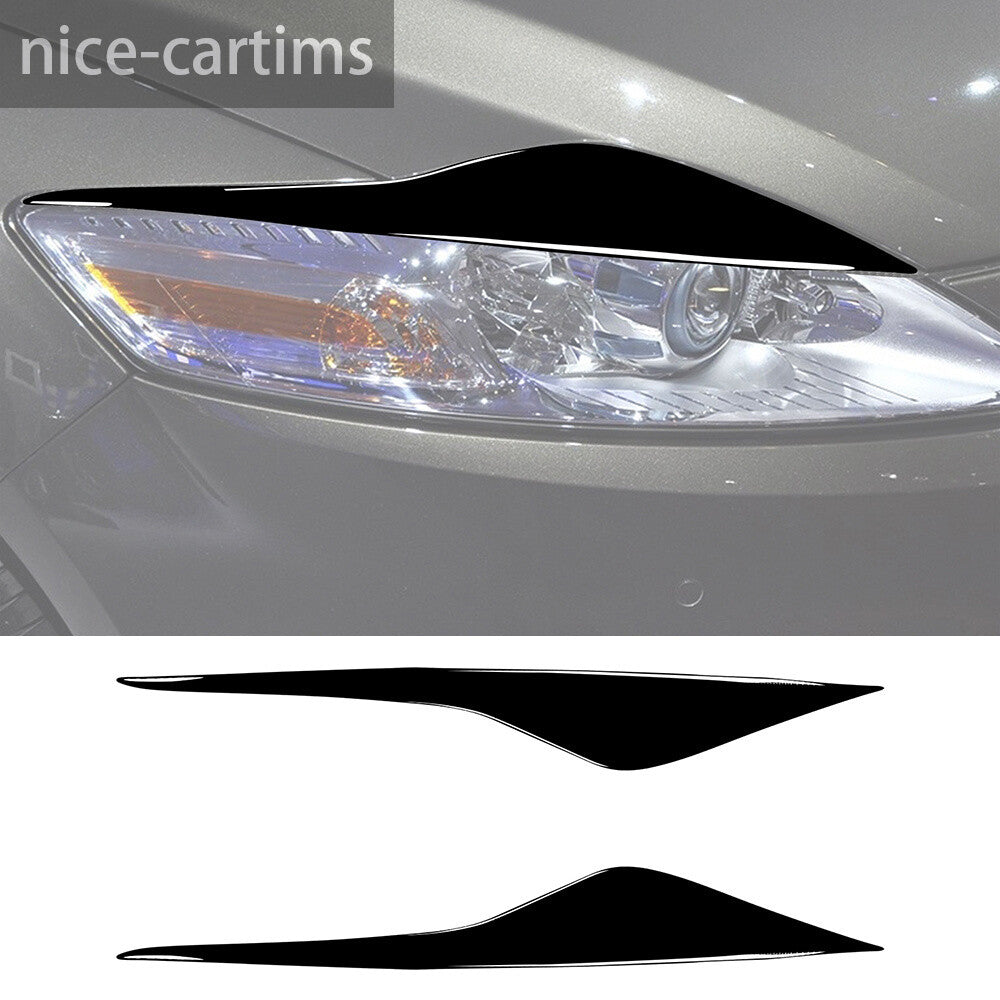 2¡ÁPiano Black Front Headlight Eyelids Eyebrow Trim for Ford Mondeo MK4 2007-2013