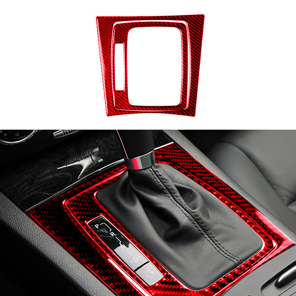 2X Red Carbon Fiber Gear Shift Trim for Mercedes-Benz C Class W204