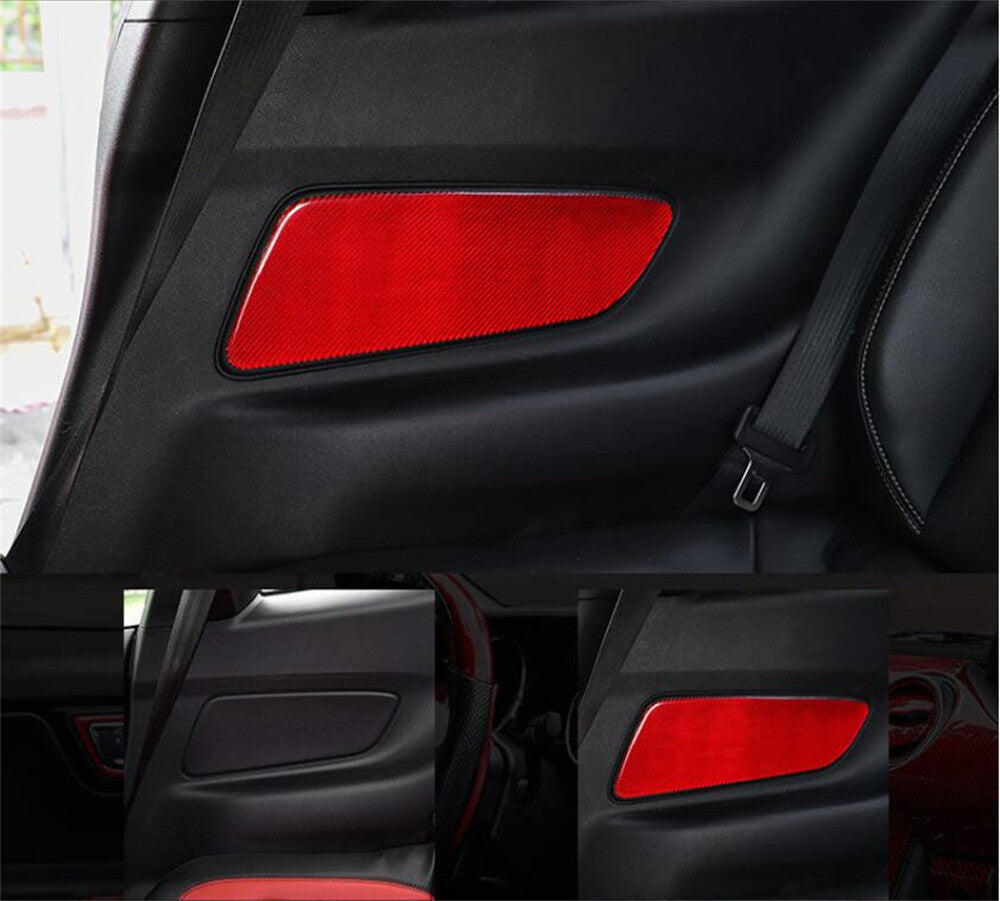 Red Carbon Fiber Rear for Seat Door Panel Decorative Trim for Ford for Mustang 2015-2022