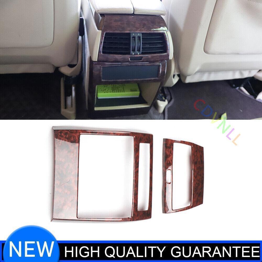Fit for BMW X5 2008-2013 Brown Wood Grain Back Row Air Outlet Vent Frame Trim 2P