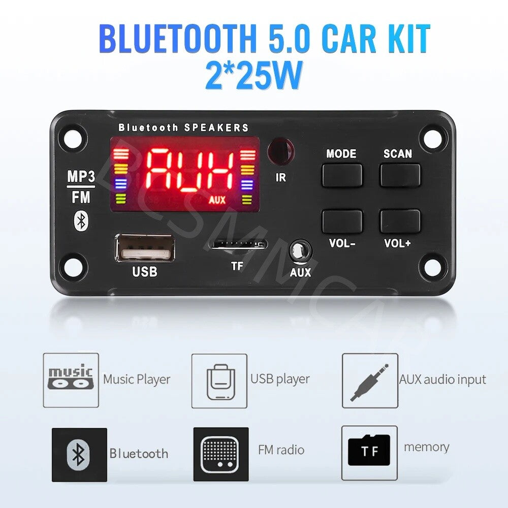 Car Amplifier Bluetooth Module Audio Radio MP3 Decoder Board USB/TF LCD Screen