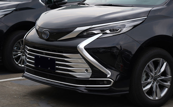Chrome ABS Front Grill Grille Side Cover Mouldings For 2021-2023 for Toyota for Sienna