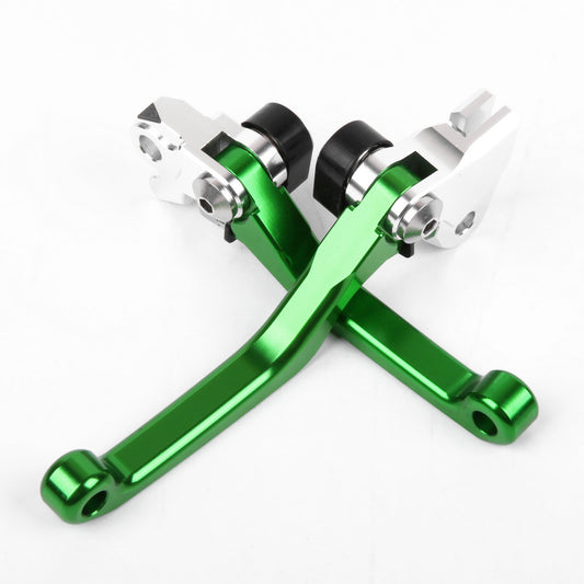 For Kawasa KX450F 2006-2012 Clutch Brake Levers CNC Pivot Green US Pair 09 10 11