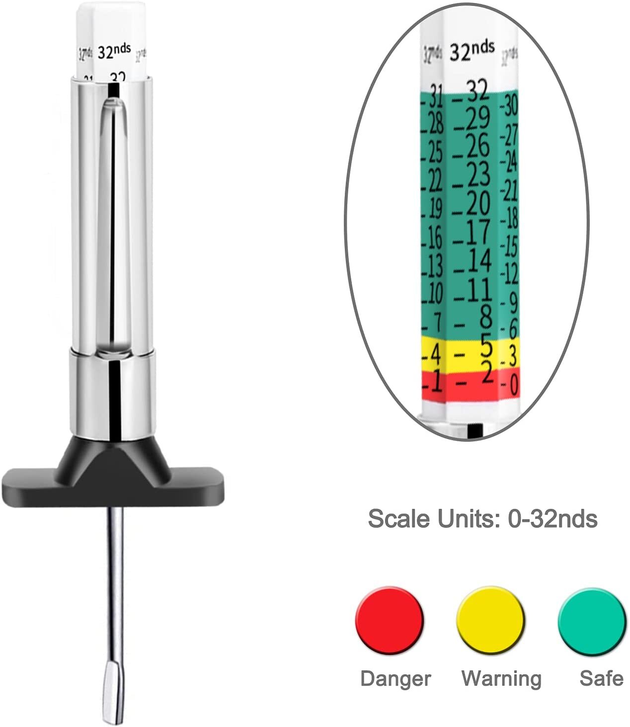 10-Piece Color-Coded Tire Tread Depth Gauge for Cars - Car Measurement Tools