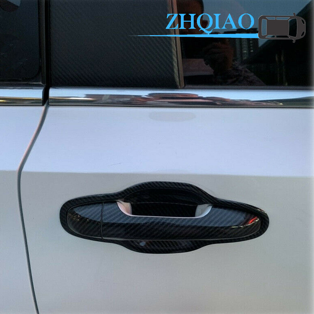 Carbon Fiber Exterior Door Handle Bowl Cover Trim Fit for Toyota Highlander 15-19