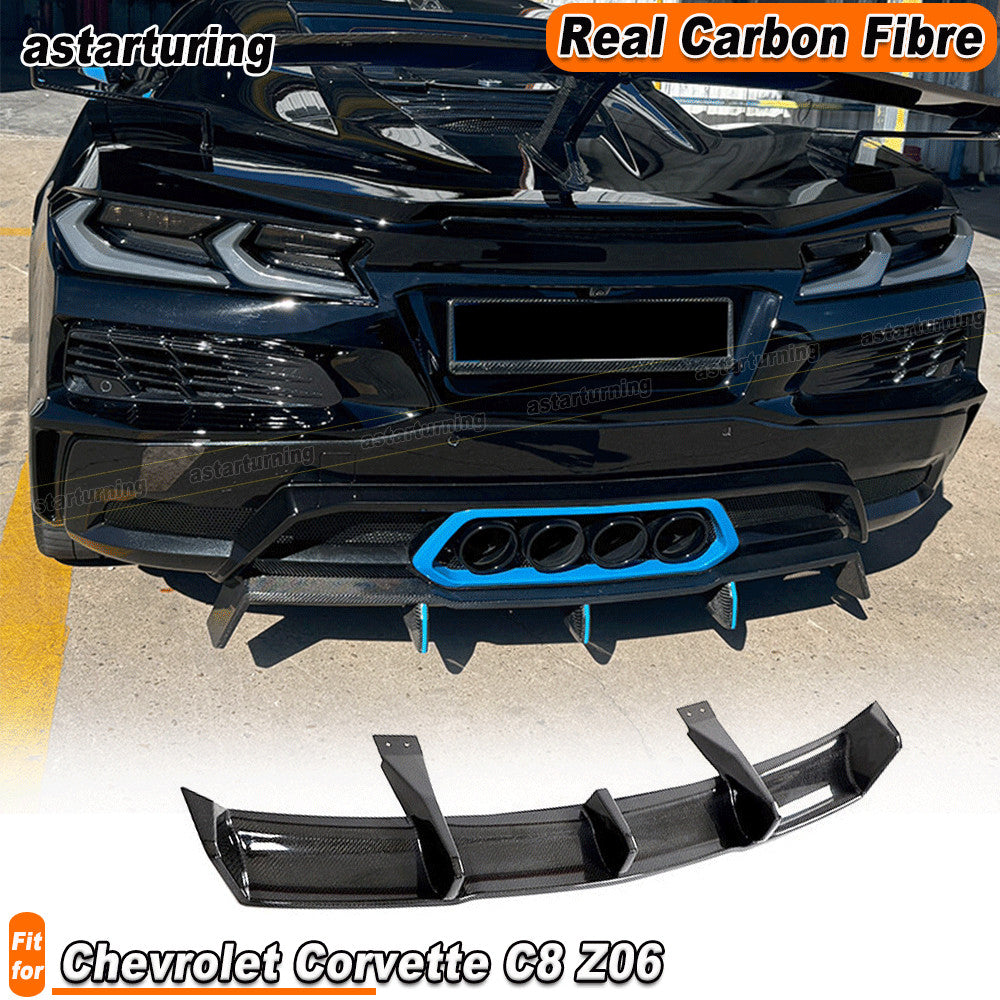 for Chevrolet for Corvette C8 Z06 2022+ Real Carbon Rear Bumper Diffuser Lip Spoiler