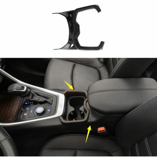 Black Wood Grain Middle Console Drinking Glass Trim 1X for Toyota RAV4 2019-2023