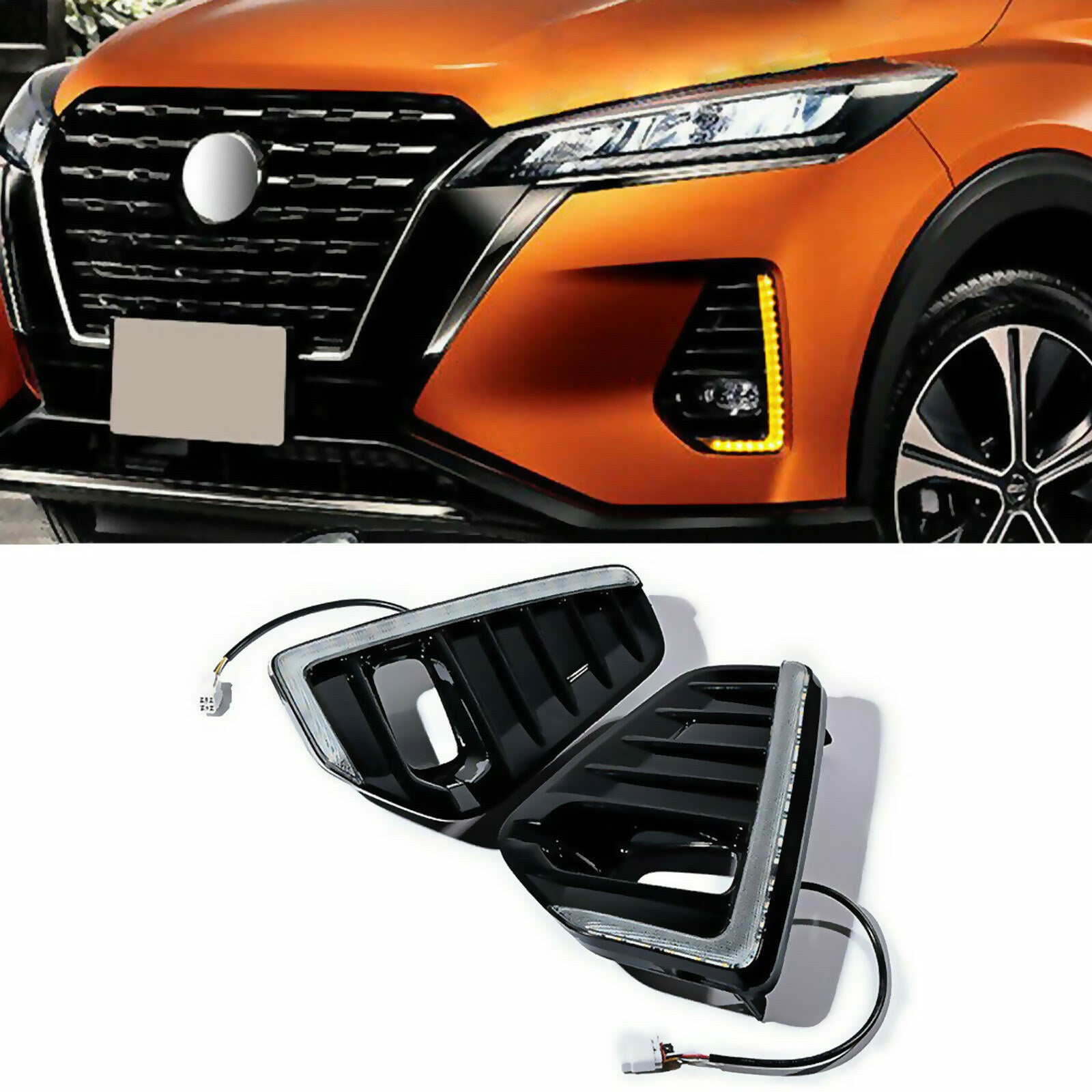 for NISSAN KICKS 2021-2022 LED DRL Daytime Running Lights Front Bumper Fog Lamp