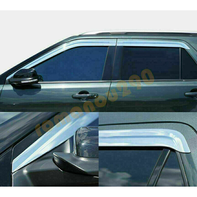 for Ford Explorer 11-19 Chrome Window Visor Vent Rain Guard Shield Deflector Kit