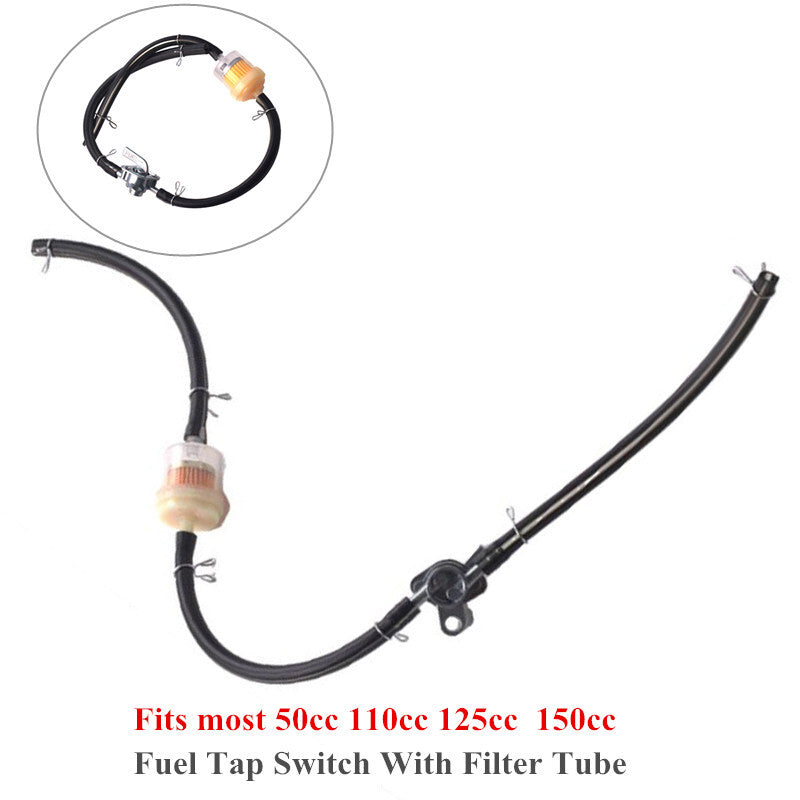 Petcock fuel tank water filter with switch, 50-150cc universal motorcycle fuel filter.