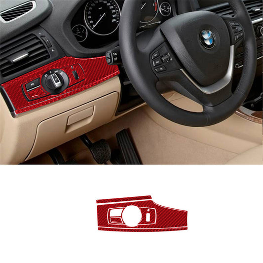 Red Carbon Fiber Lighting Control Cover for Bmw X3 F25 X4 F26 2011-2017 Type B