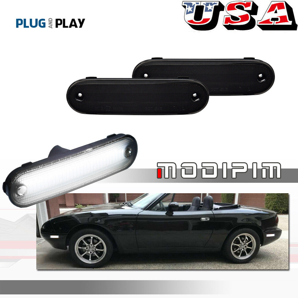 White LED front/rear fender side marker lights for MAZDA MX-5 MIATA 1990 - 2005