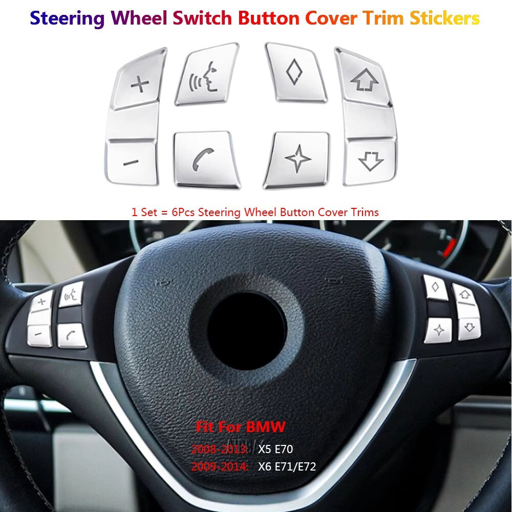 6x for BMW X5 X6 E70 E71 E72 Car Interior Inner Steering Wheel Switch Cover Trim
