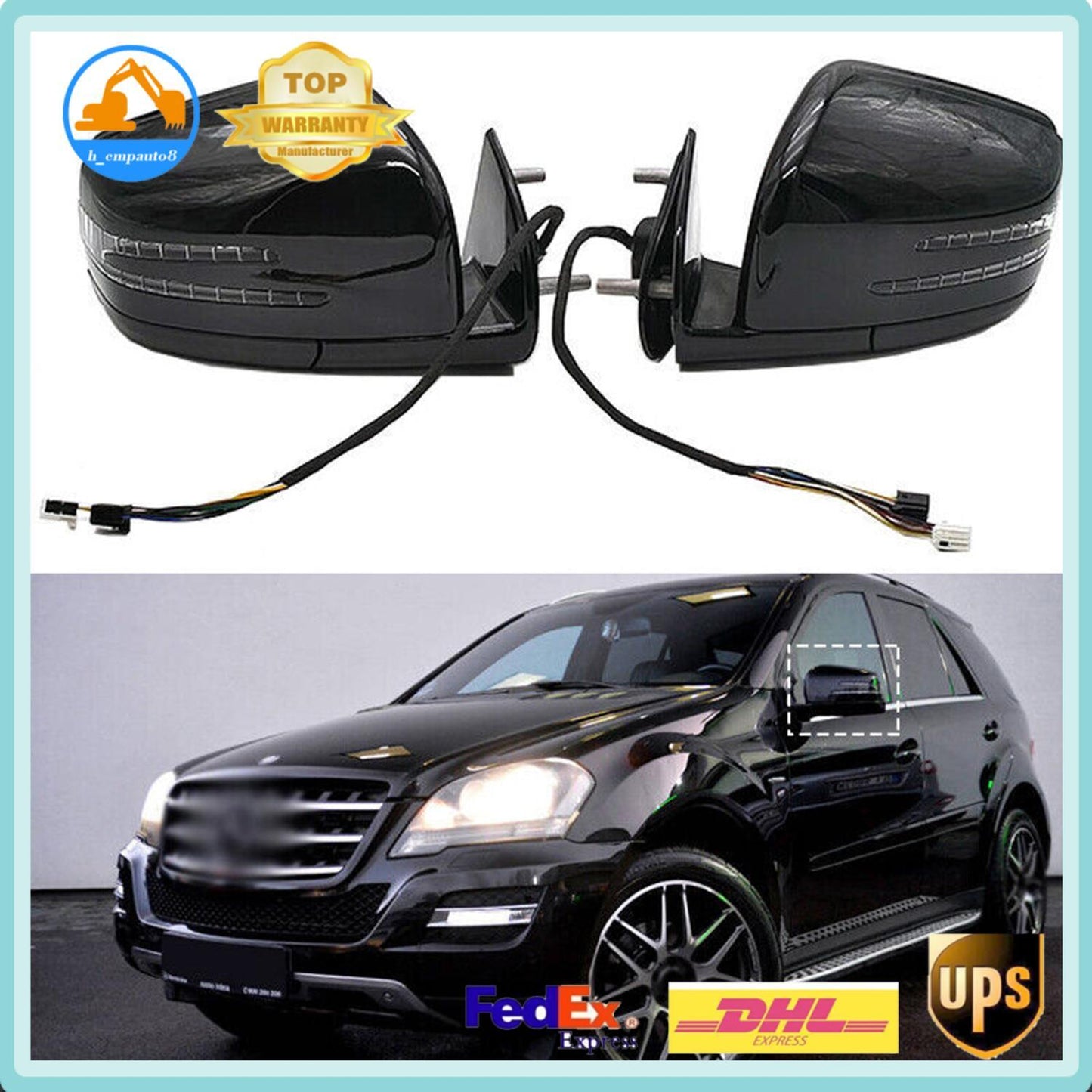 Black Rear View Side Mirror Assy for Mercedes-Benz W164 X164 ML GL 2005-2011