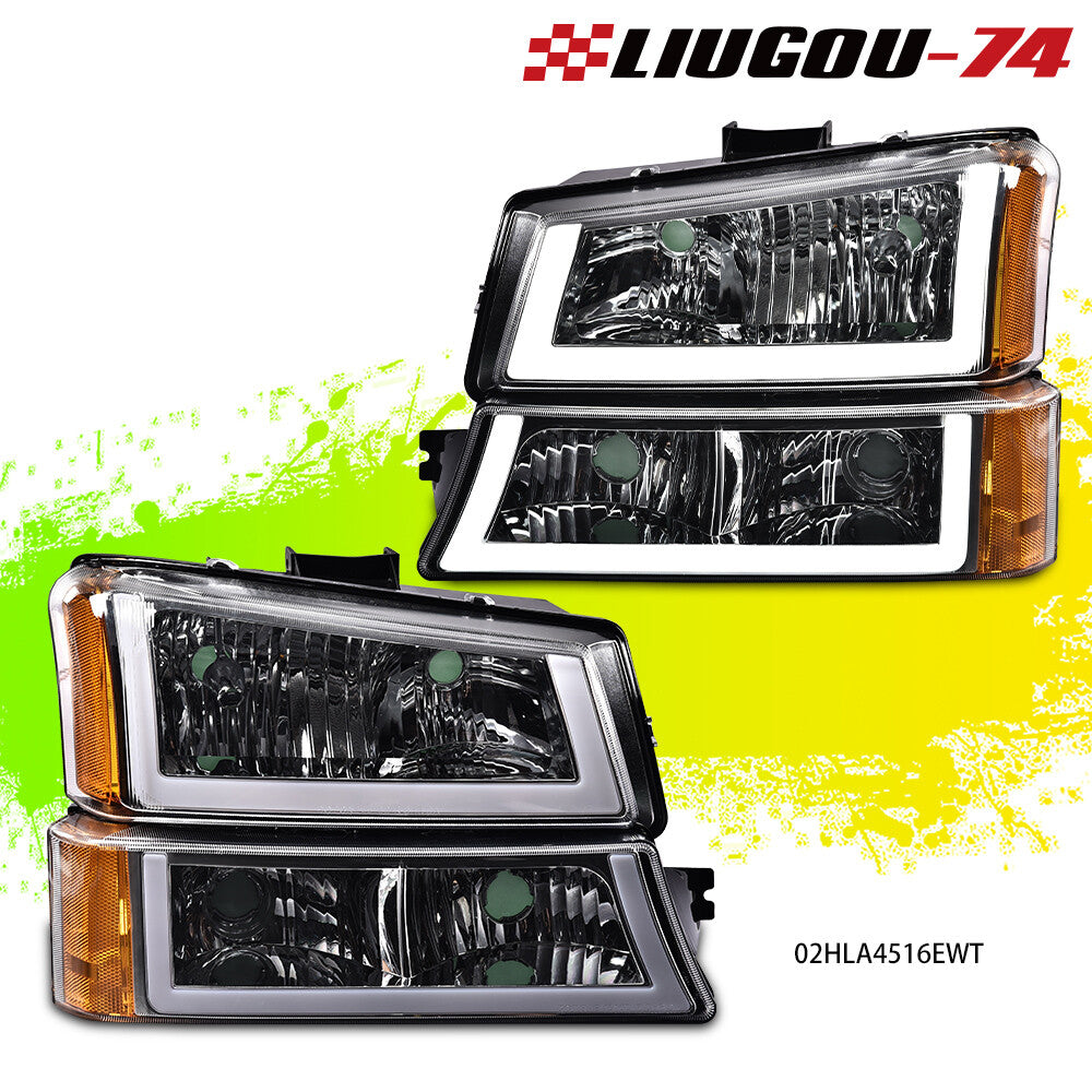 Suitable for 2003-07 Silverado/Avalanche LED DRL headlight signal pairs with chrome housings.