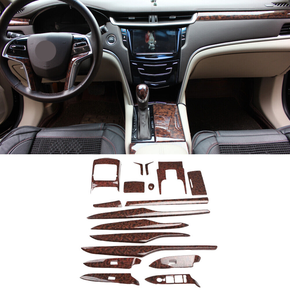for Cadillac XTS 2013-17 Agate Wood Grain Inner Full Decoration Kit Cover Trims