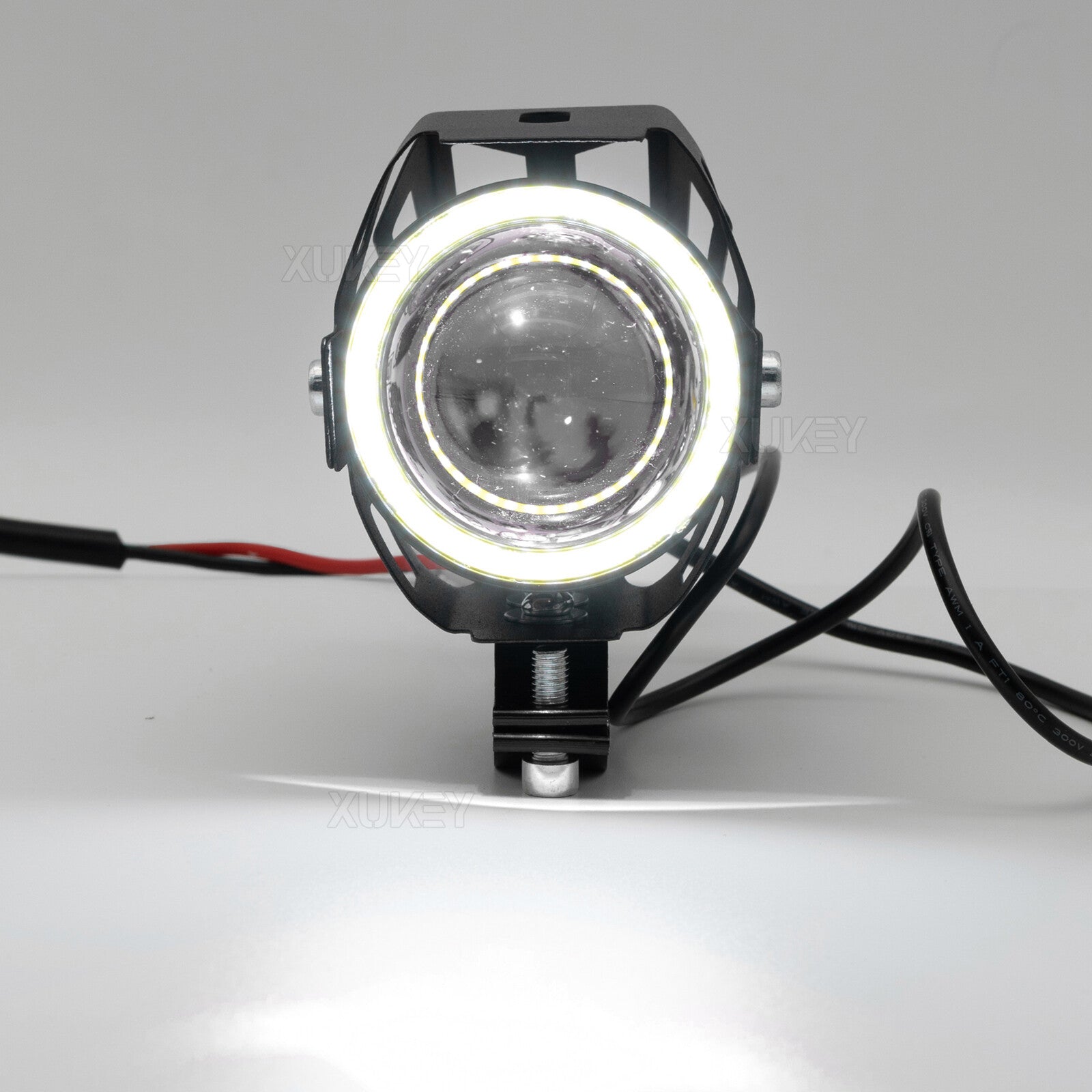 2PCS Motorcycle Headlight U7 LED Motorbike Driving Spot Light Fog Lamp Angel Eye