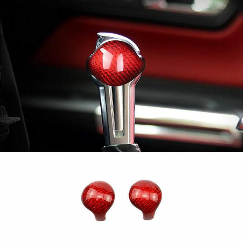 for Ford for Mustang 2015-2022 Red Dry Carbon Fiber Gear Shift Knob Shifter Lever