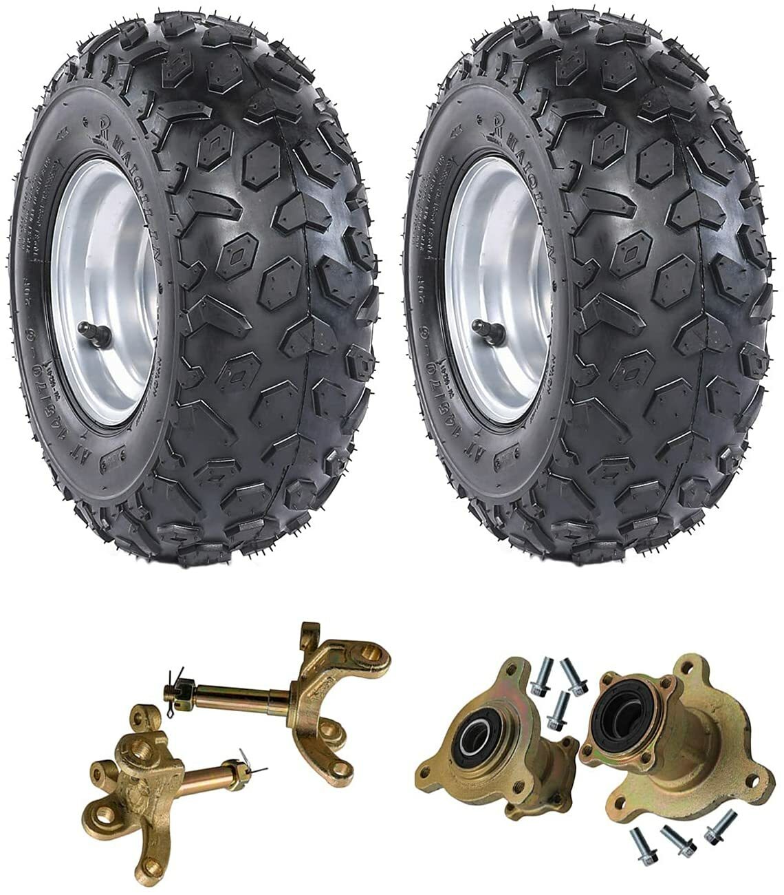 2pc 6 inch 145/70-6 Tyre Rim + Wheel Hub Spindle for Mini Bike Go Kart ATV Buggy