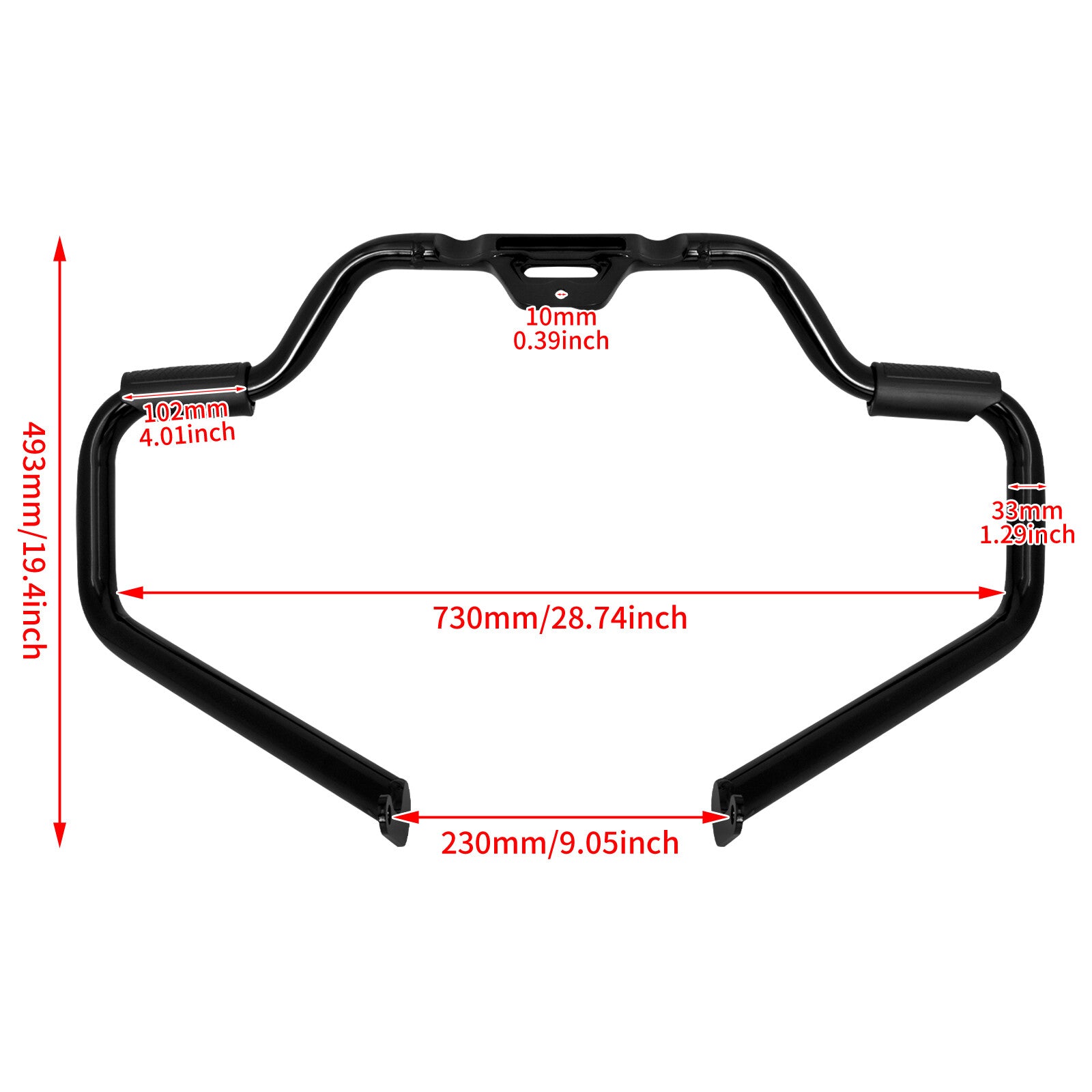 Black Mustache Engine Guard Crash Bar for Harley Softail Breakout Fat Boy 18-24