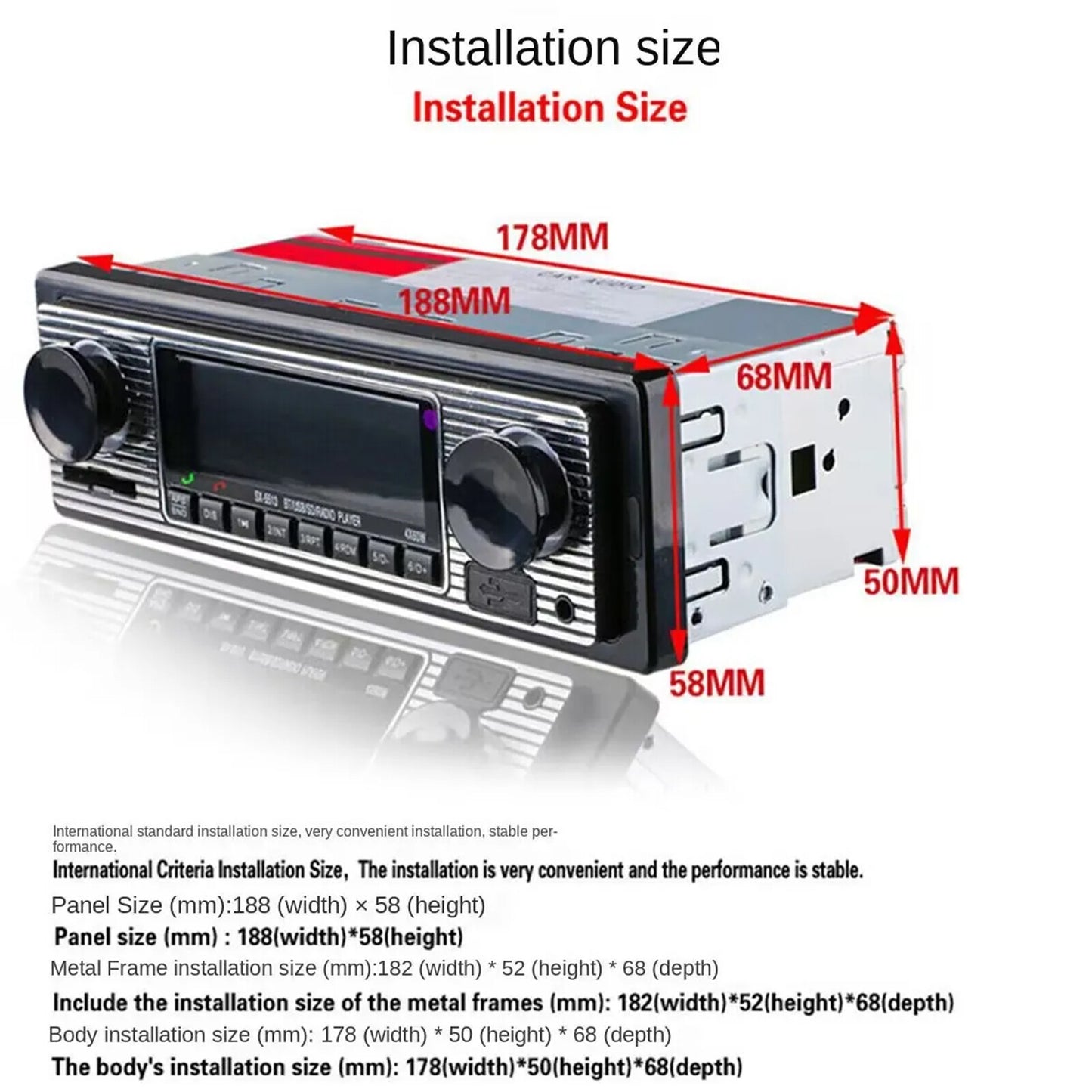 Bluetooth 4CH output car built-in MP3 stereo radio player, FM radio, USB/SD/AUX and remote control