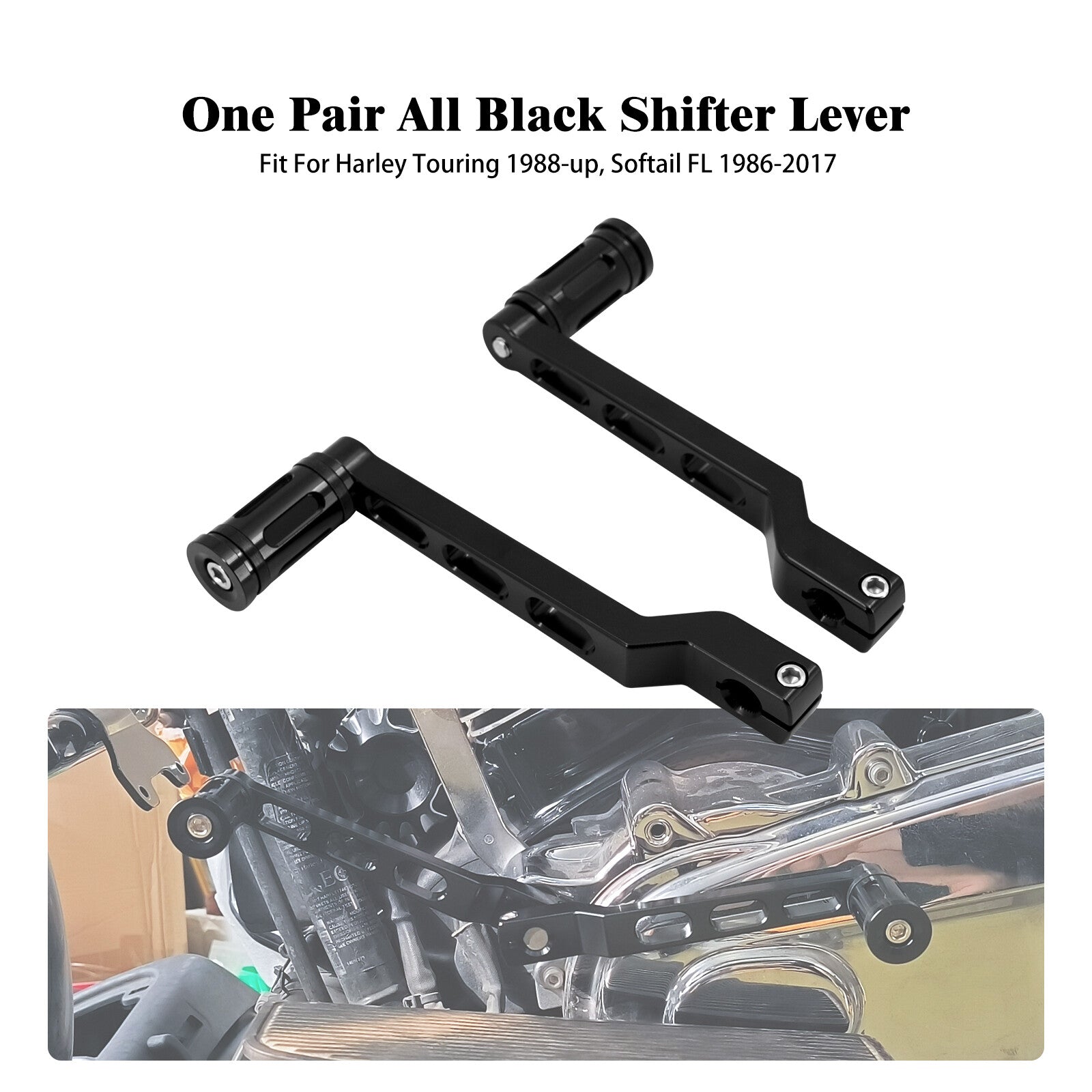 Black Shifter Peg w/ Heel Toe Shift Lever for Harley Road Electra Glide Softail