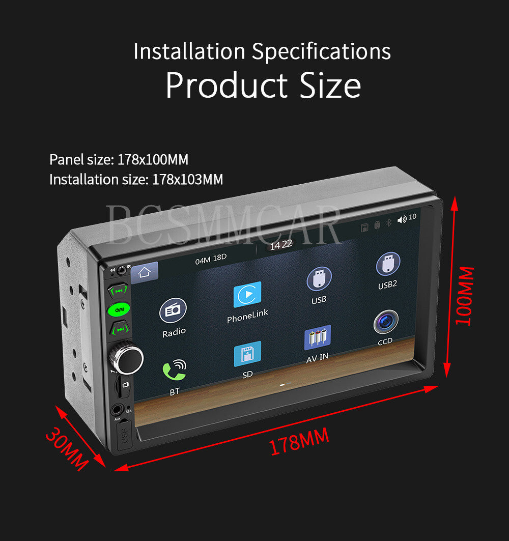 Car MP5 Player Stereo Radio Touch Screen For Carplay Android Auto W/Free Camera