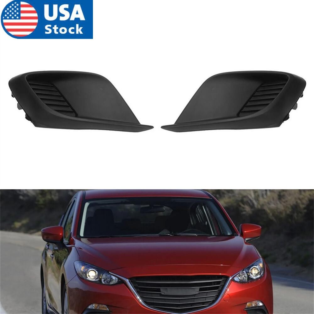 2Pcs Front Bumper Fog Light Covers Set Left+Right for Mazda 3 2014-16 BHN150C11A