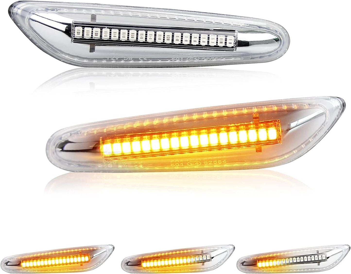 2x Clear Lens Led Side Marker Turn Signal Light Dynamic for BMW E60 E82 E46 E90