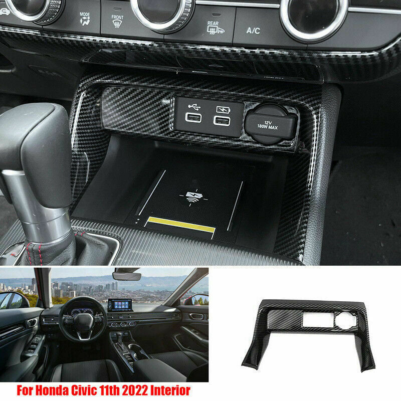 for Honda for Civic 11th 2022-2023 Carbon Style Console Cigarette Lighter Cover Trim