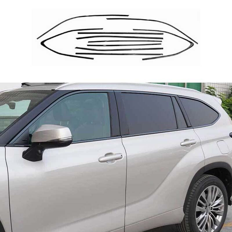 Titanium for Toyota Highlander 20-22 Windows Strip Sill Molding Cover Trim Black