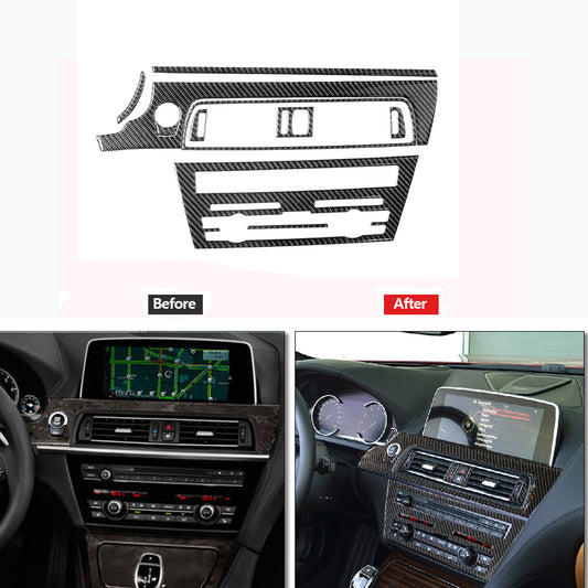 9Pc Carbon Fiber CD Control Panel Cover Trim for BMW 6 Series F12 F13 2011-2018