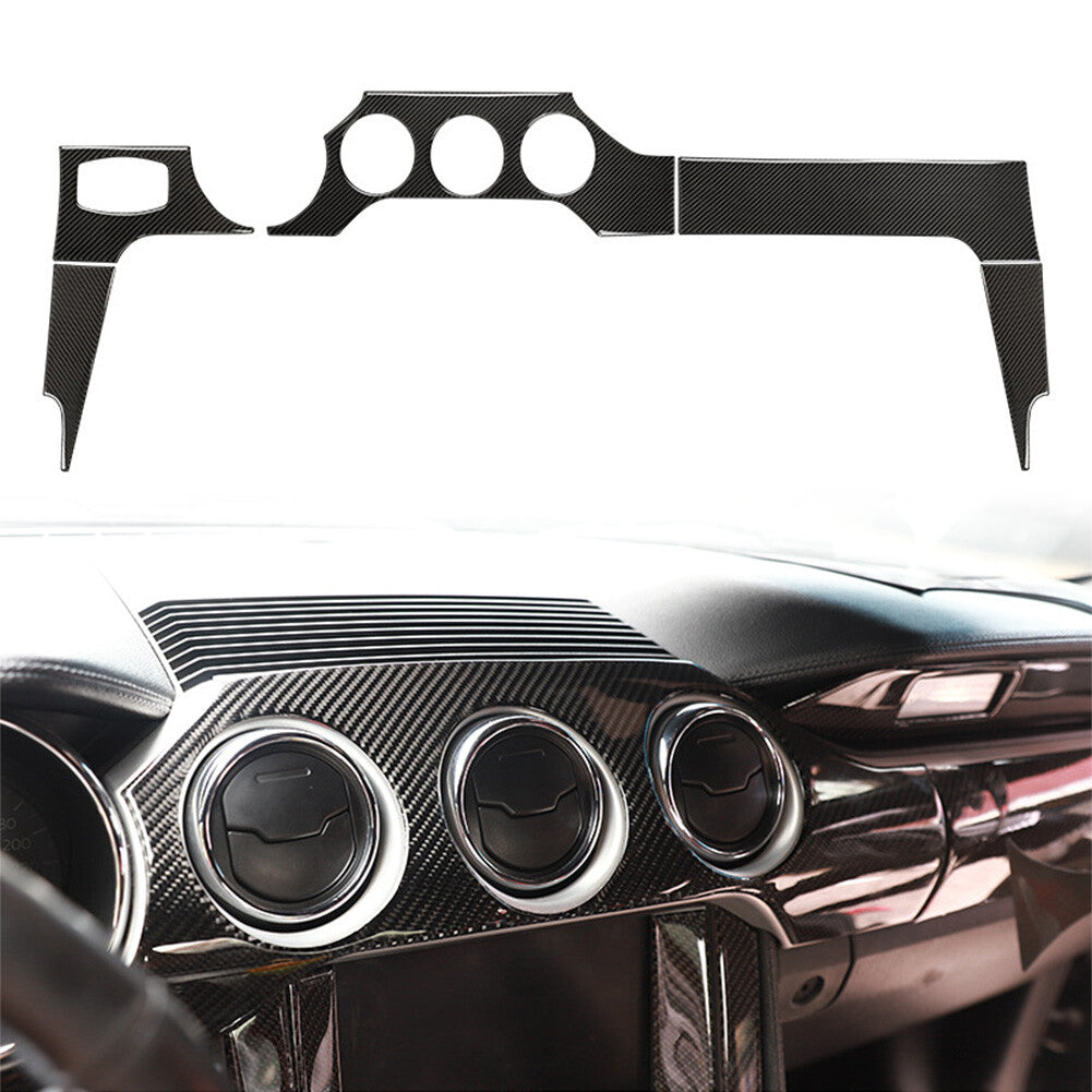 Carbon Fiber Car Interior Dashboard Panel Cover Trim Fits for Ford for Mustang 2015-2019