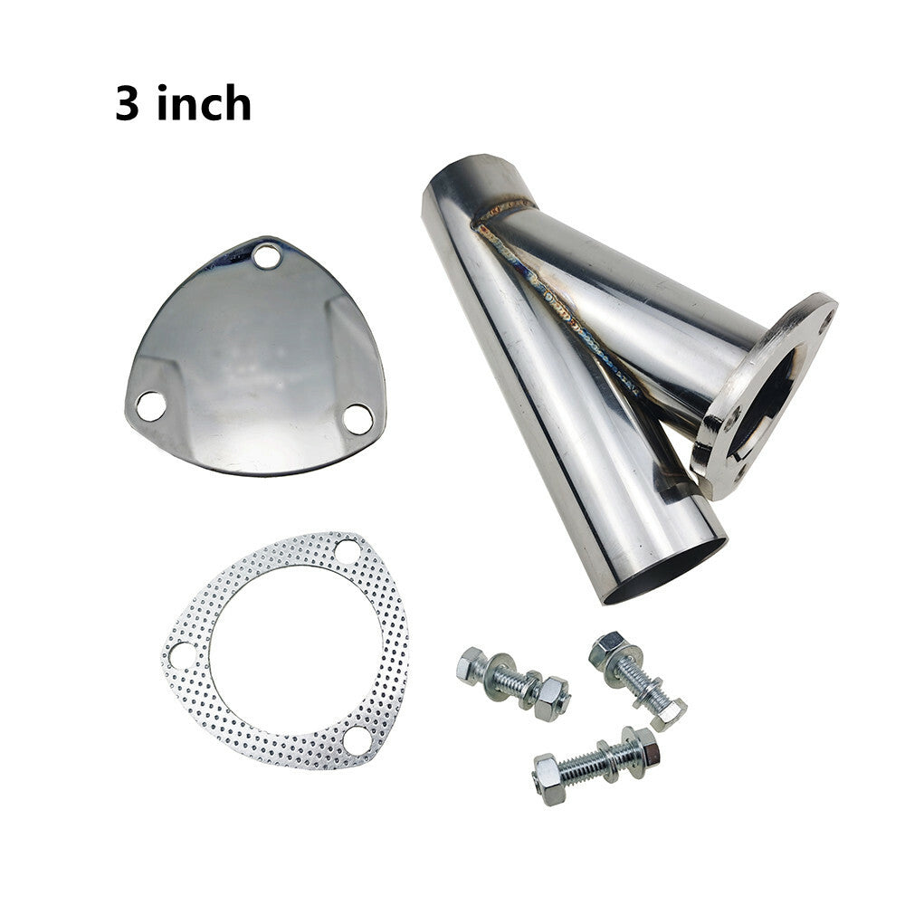 3 Stainless Steel Electric Exhaust Y Pipe w/ SealFlange Gasket 3inch Downpipe