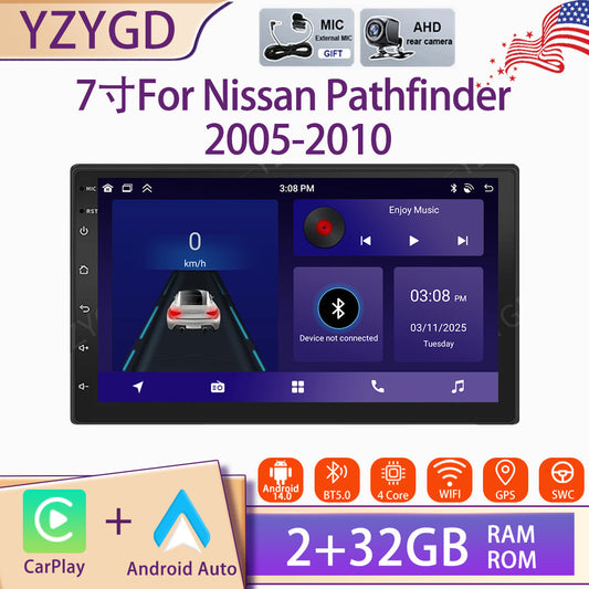 7 for Nissan Pathfinder 2005-2010 Car Radio Stereo Android 14 Carplay GPS WIFI