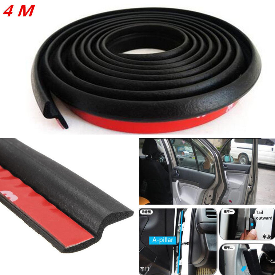 4M Z-Type Car Body Door Rubber Seal Hollow Strip Pad Weatherstrip Sealing Black