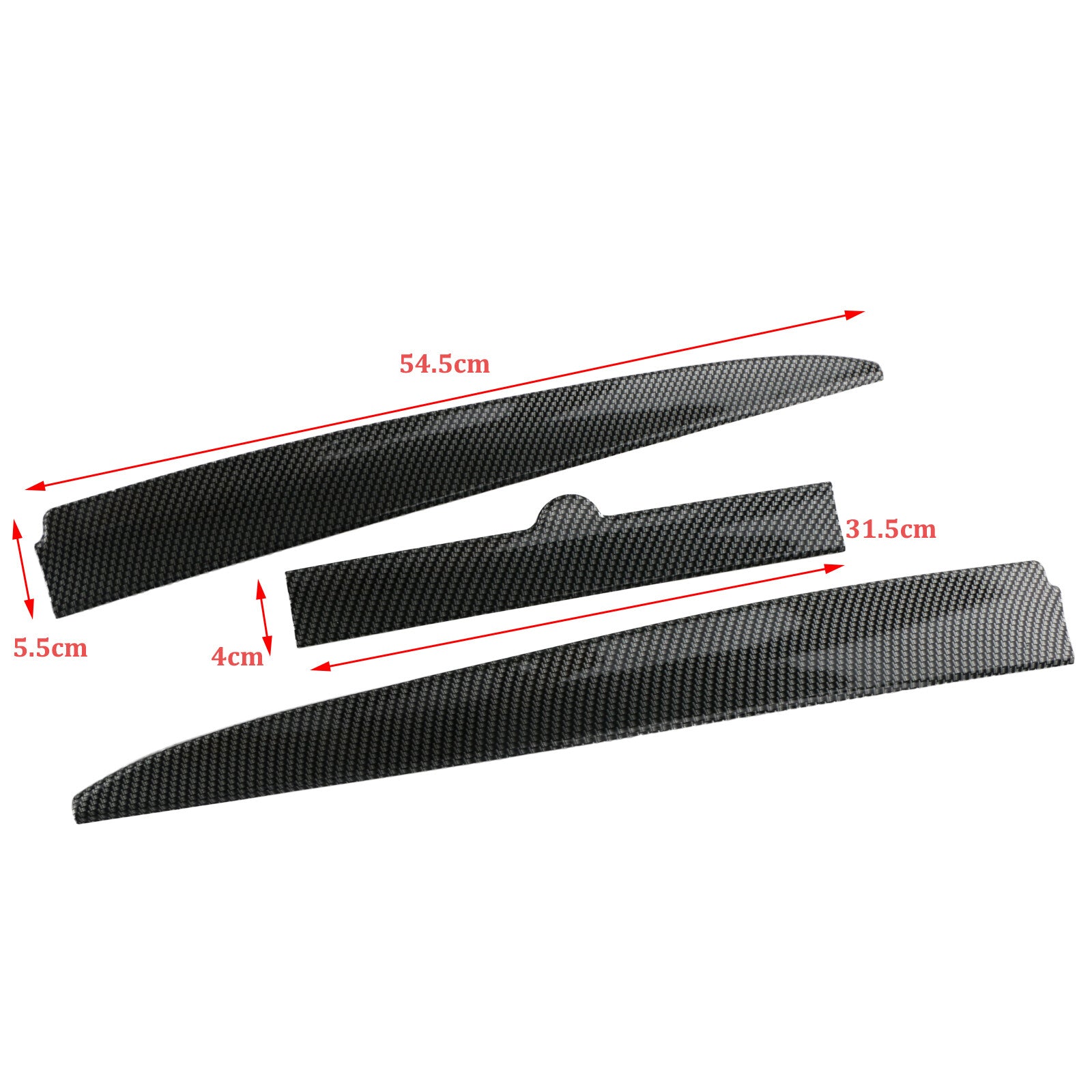 3-piece trunk boiler lip and rear spoiler trim set, 46-inch to 54-inch adjustable carbon fiber.