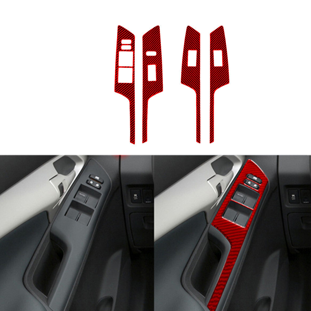 4X Red Carbon Fiber Door Control Panel Cover Trim for Toyota Matrix 2009-2014