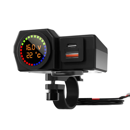 Motorcycle Cell Phone GPS Handlebar Mirror Mount Holder USB PD Type C Charger
