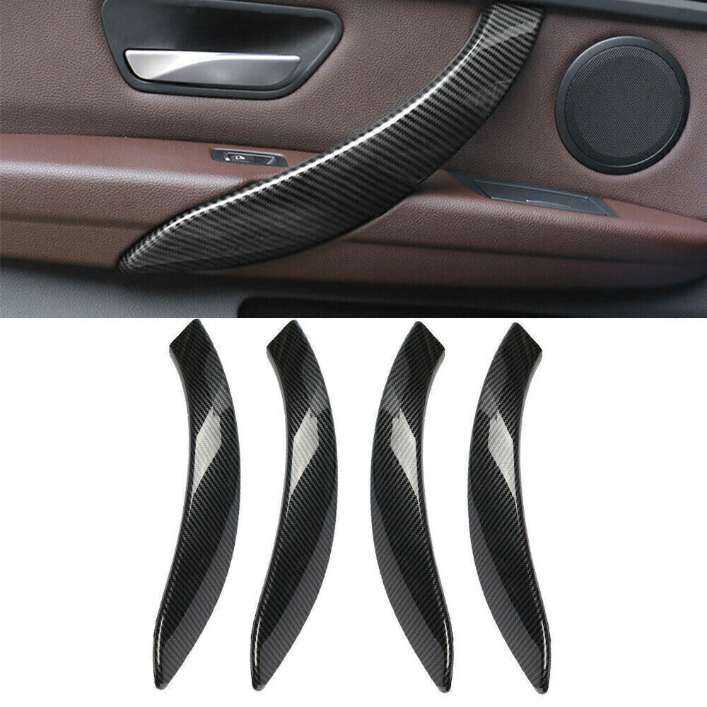Carbon Fiber Look Interior Door Armrest Strip Trim 4P for BMW 3 Series 2014-2018