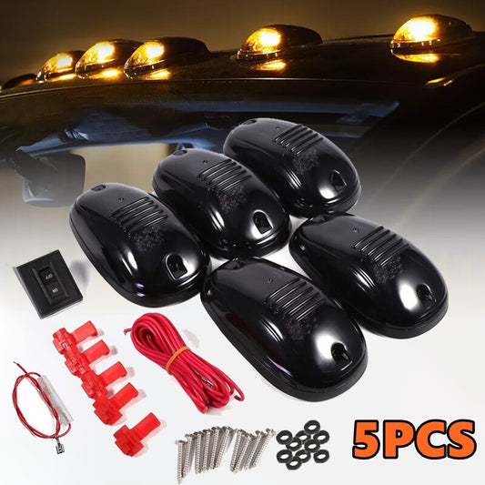 5-Piece LED Cab Roof Marker Running Light Kit - Amber Smoked Truck SUV Pickup