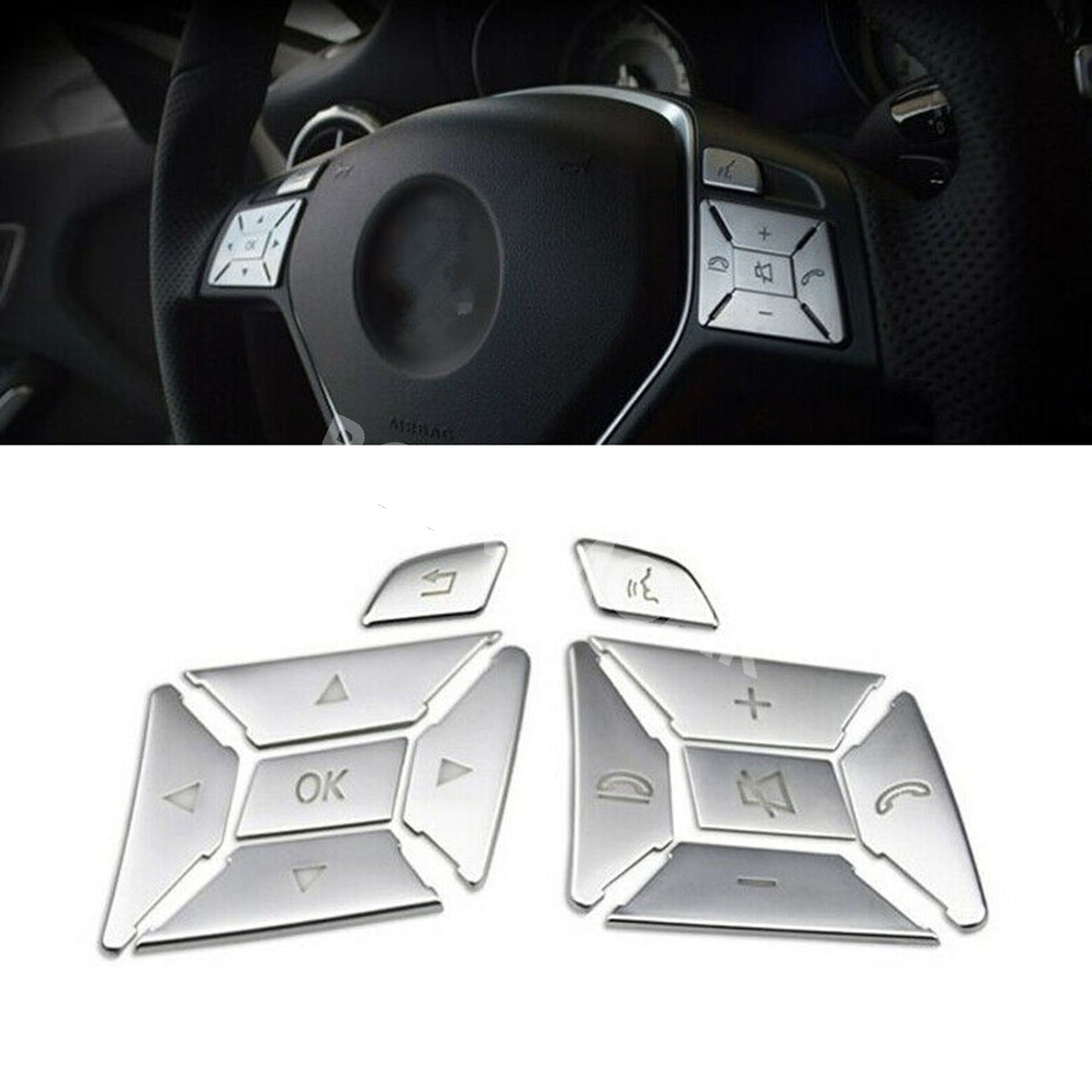 Steering Wheel Button Covers Fits Fit for Mercedes Benz GL Class X166 2012-2015