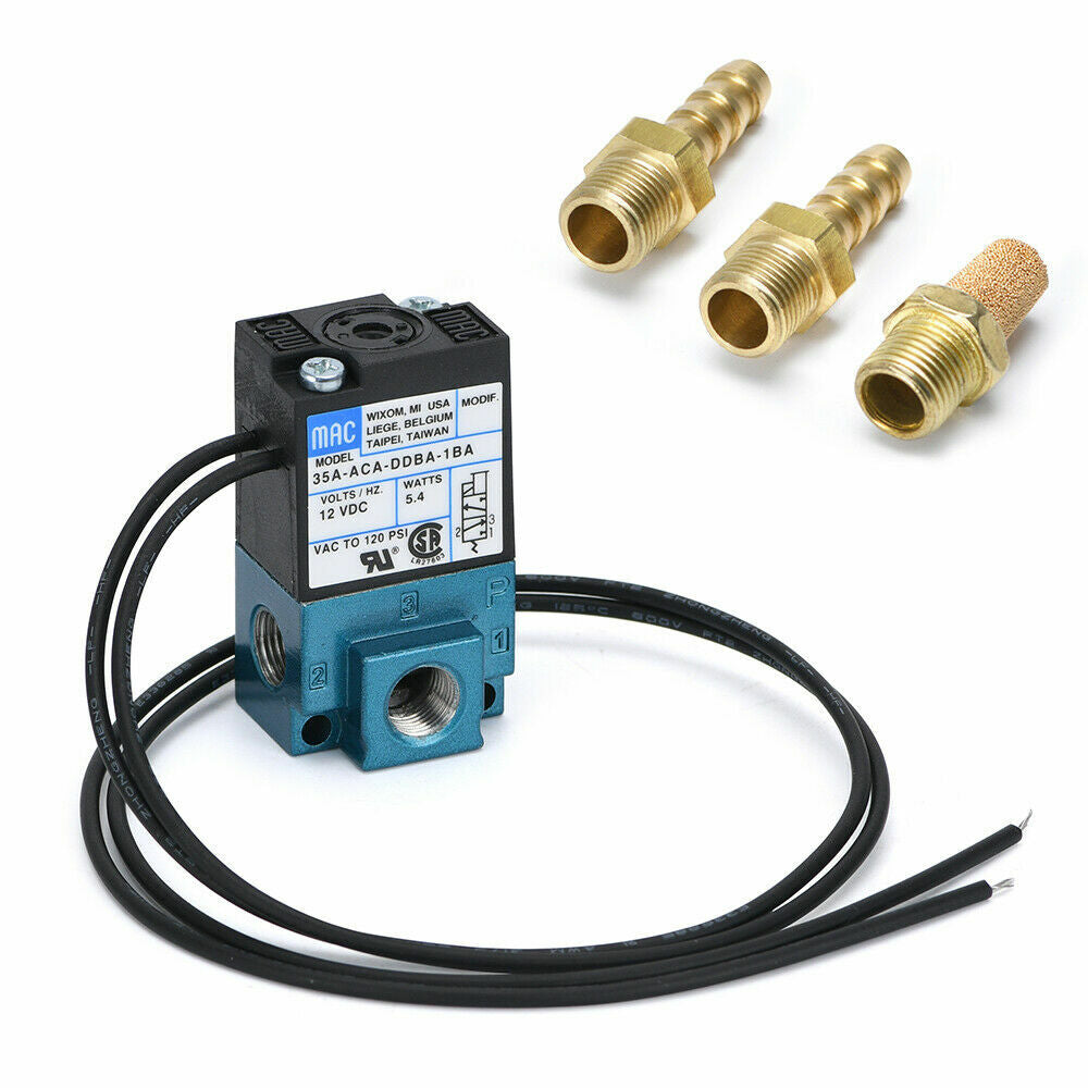 Brass Silencer 1/8'' NPT 3 Port 12V Electronic Boost Control MAC Solenoid Valve