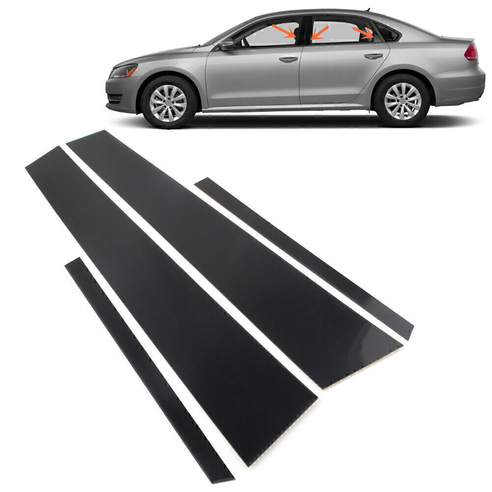 4PC Set Door Trim Pillar Posts Black Cover for VW for Jetta 2012 2013-2018 4dr Sedan