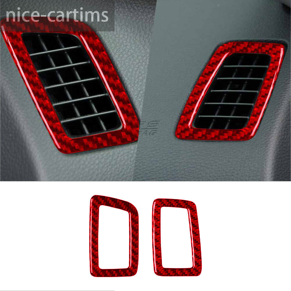 Red Carbon Fiber Dashboard Air Vent Outlet Ring Cover for Honda Accord 2013-2017