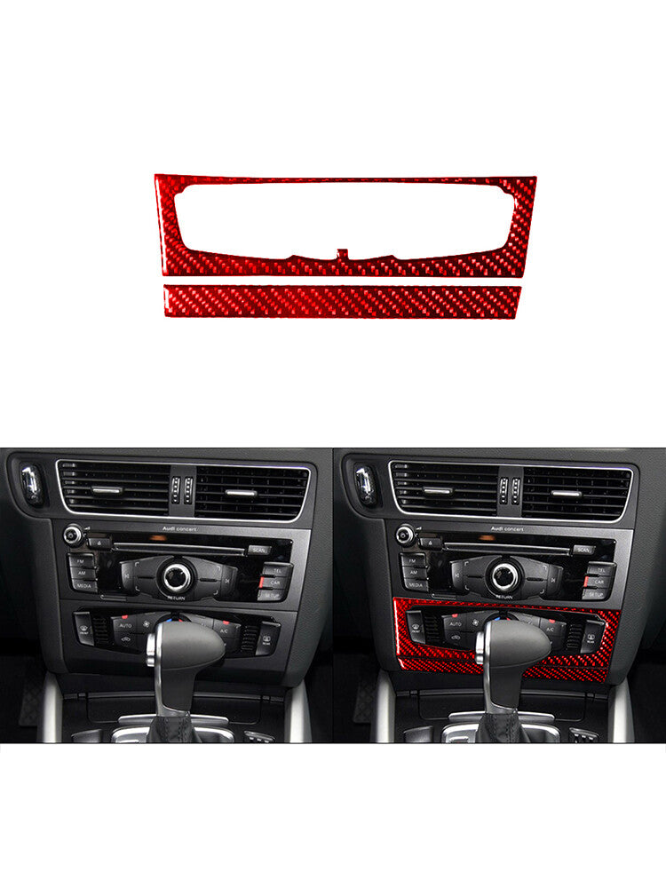 for Audi Q5 2009-2017 Red Air-Con Climate Knob Trim Cover Type-B Carbon Fiber