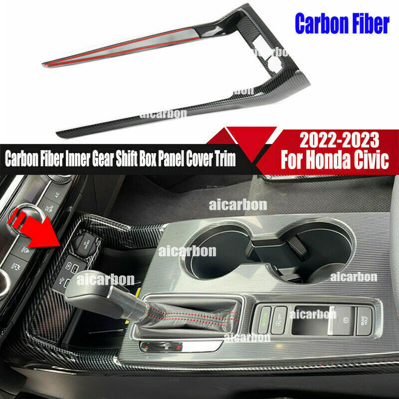 for Honda for Civic 2022-2023 Carbon Fiber Texture Inner Gear Shift Frame Cover Trim