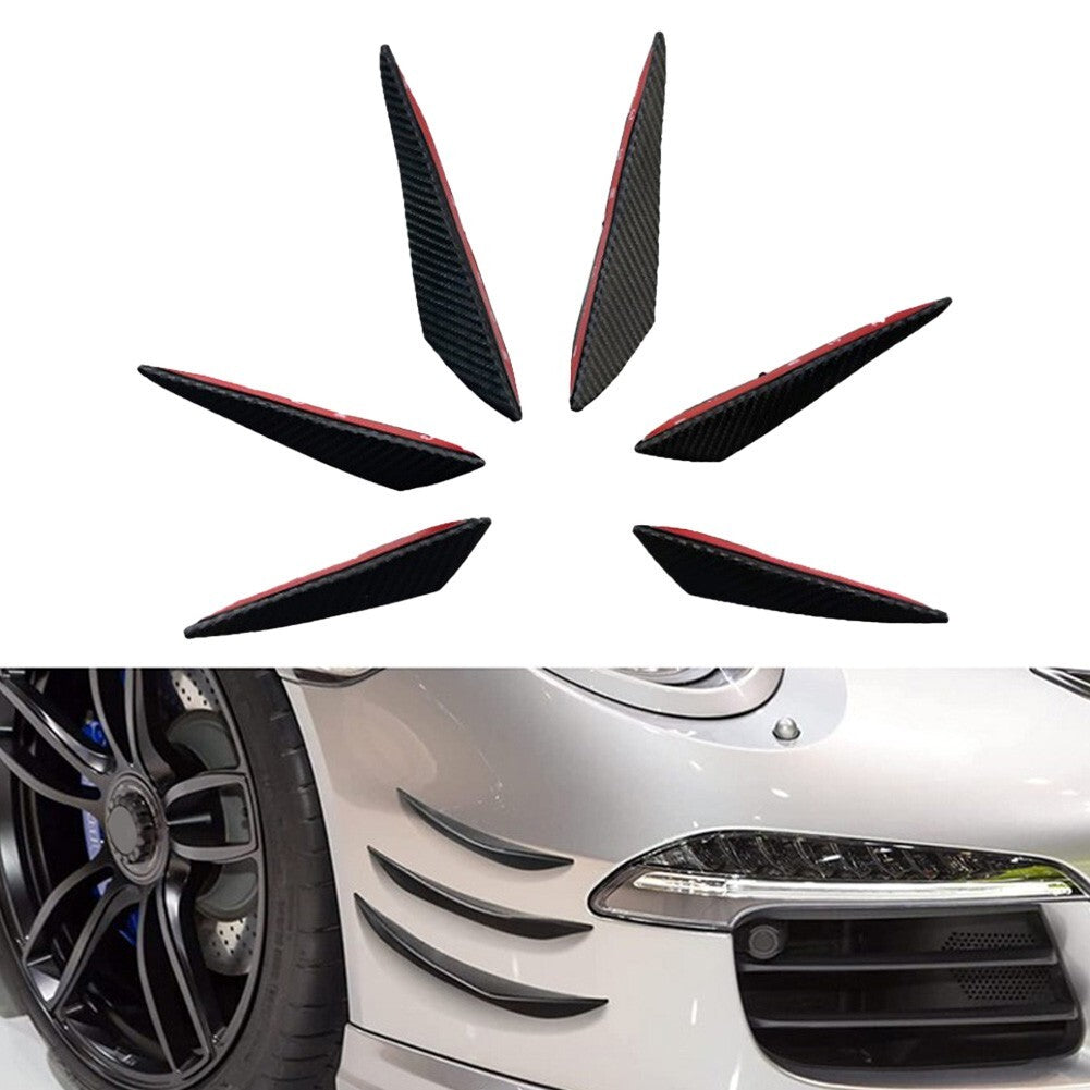 6Pcs/Set Car Spoiler Canards Kit Front Bumper Lip Splitter Decal Stickers
